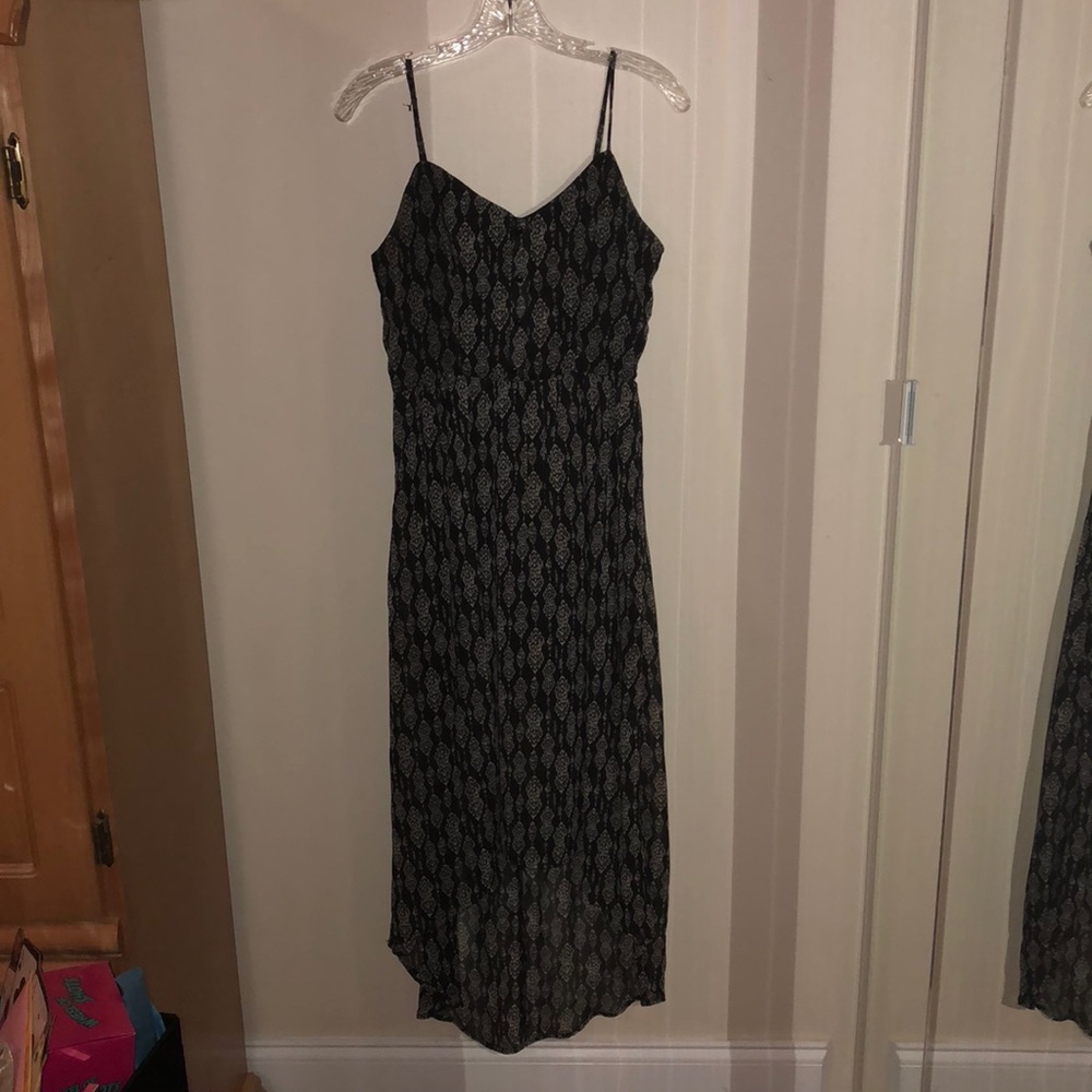 worn twice black patterned high low dress